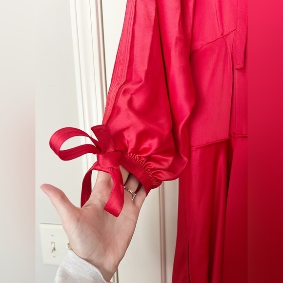 Self-Portrait Asymmetric Cutout Satin Peplum Midi Dress - Picture 7 of 14